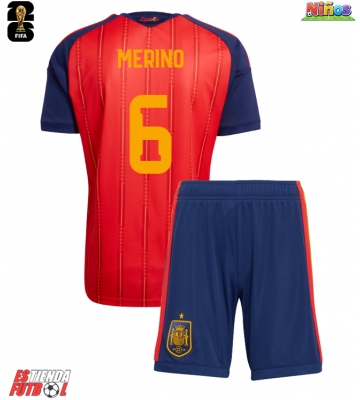 España Mikel Merino #6 Primera Equipación Niños Mundial 2026 Manga Corta (+ Pantalones cortos)